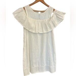 Via Signora S excellent/new condition linen Ruffled Bib Collar sparkle top/boto